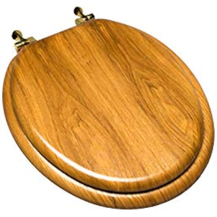 5F1R4-17Brhand-Selected Premium Grade wood5F1R4-17BR Factory Installed Hinges Ensure Perfect Alignment Between The Cover & Seat, Decorative Front Toilet Seat, Round