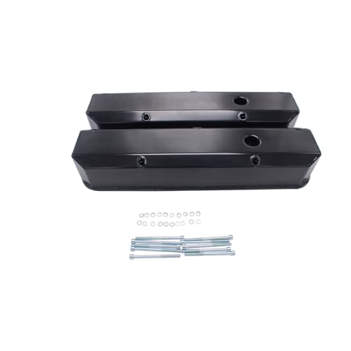 1 Set SHLPDFM Valve Covers Black Polished Aluminum Tall Valve Covers Fits for Small Block Chrysler Mopar Plymouth 318 340 360