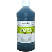 Handy Art Washable Finger Paint, Black, 16 oz Bottle, Easy Clean Up, Sensory Paints for Fingers & Hand Prints, Ages 3 & Up, Safe for Kids & Toddlers, AP Certified Non-Toxic, Made in USA