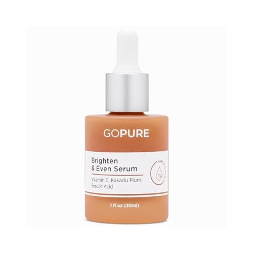 goPure Actives Vitamin C Serum - Brightening Serum with Vitamin C and Ferulic Acid, Face Moisturizing and Anti-Aging Benefits, Improves Skin Discoloration and Visibly Reduces Dark Spots - 1 fl oz