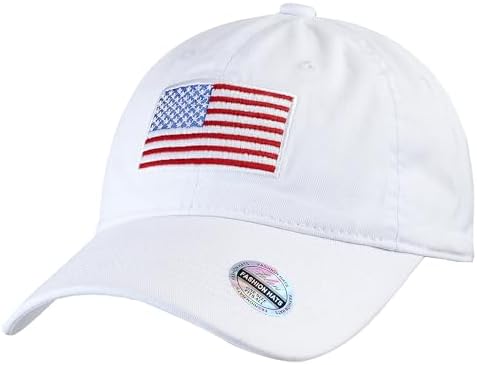 Falari USA Flag Embroidered Baseball Cap, Low Profile Adjustable Dad Hat, 100% Cotton, Pre-Washed