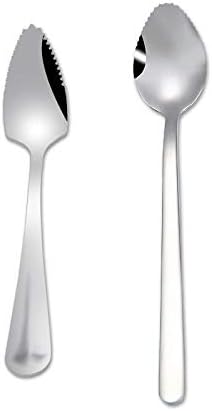 YFOX Fruit Spoon Grapefruit Spoon Dessert Spoon Stainless Steel Dessert Spoon Scraper Serrated Edge 2 Pieces