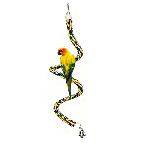 Bird Rope Perch & Birds Swing Set - Bird cage Accessories, Rope perches for Conures, Parrots,Cockatiel,Lovebird,Budgerigar,Parakeet perches for cage,Birds perches