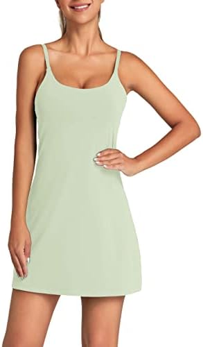OVRUNS Women's Tennis Dress Built-in Bra & Shorts Exercise Workout Golf Athletic Dress with Pockets