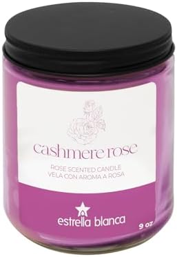 Cashmere Rose Scented Candle, 9oz Clear Glass Jar, Floral Home Fragrance, Scented Candles for Home, Soy Candles for Home Scent, Candle Gift for Women Men, Home Fragrance Decoration