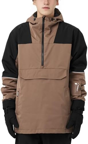 Actleis Mens Pullover Snowboard Jacket Waterproof Hooded Insulated Ski Jacket Warm Winter Snow Coat
