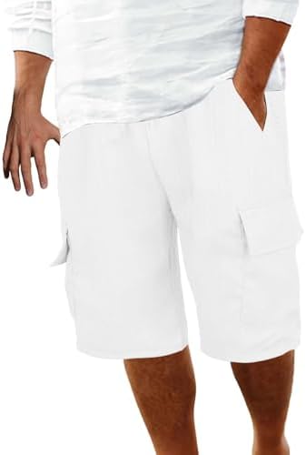 Mens Cargo Corduroy Shorts Running Breathable Summer Beach Short Elastic Waistband Drawstring Casual Shorts