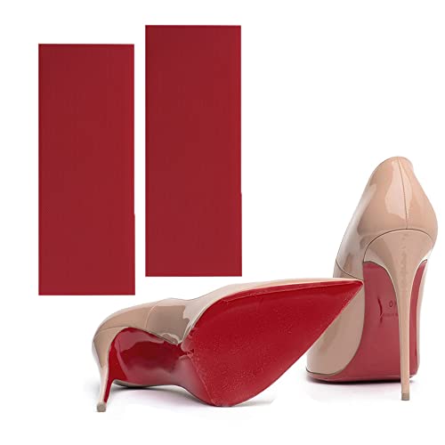 Shoe Sole Protectors for Christian Louboutin Heels, Red Silicone Non-Slip Self Adhesive Shoes Cover Bottoms, Shoe Bottom and Heel Anti Slip Grip Pads for Women, 3.9x10.6in 2Pcs for 4 Soles