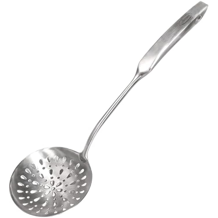 Skimmer Slotted Spoon, [Rustproof, Integral Forming, Durable] Newness 304 Stainless Steel Slotted Spoon with Vacuum Ergonomic Handle, Comfortable Grip Design Strainer Ladle for Kitchen, 14.96 Inches