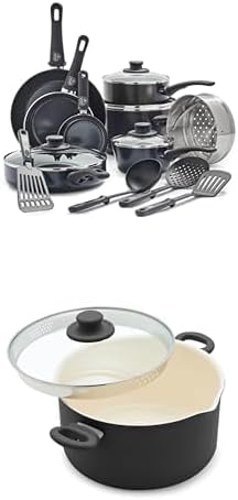 GreenLife 22-Piece Black Cookware Set: PFAS-Free Ceramic Nonstick Pots, Pans, Utensils & 6-Qt Slow Cooker