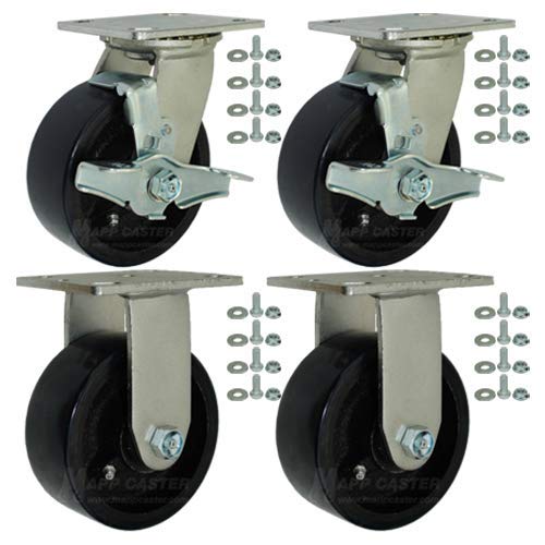 Mapp Caster Toolbox, Job Box & Gangbox 5 Polyurethane on Heavy Duty Iron Core Caster Kit with Hardware - 5,000 Lbs. Capacity Good Floor Protection