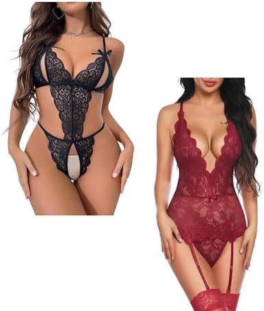 Womens Sexy Lace Lingerie Bodysuit & WomenS Exotic Lingerie Bodystockings M