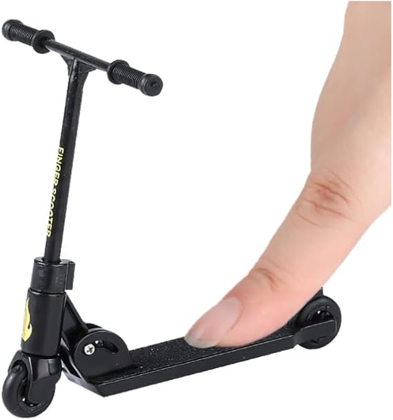 Black T-Head Professional Finger Scooter - 2-Wheeled Foldable Adult Stress Relief Gadget with Brake System, Non-Slip Precision Control Board for Skate Enthusiasts and Office Desk Fidget
