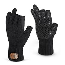 KastKing Bully Wooly 3-Cut Fingerless Wool Fishing Gloves, Cold Weather Warm Winter Gloves for Men & Women, Ice Fishing