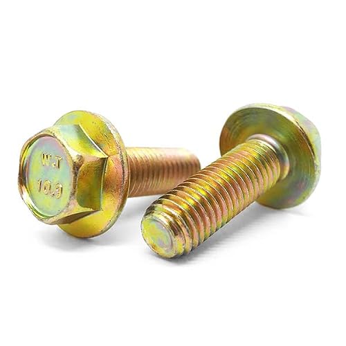 4 Pieces M12-1.75x30 Class 10.9 Hex Flange Bolts Screws UNC Coarse Full Threads Zinc Yellow