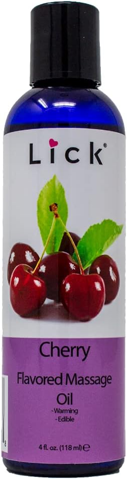 Cherry Flavored Massage Oil Bold Fruit Edible Massage Oil with Vitamin E, Rich Smooth Body-Safe Glide for Romantic Couples Massage Experiences, 4 oz