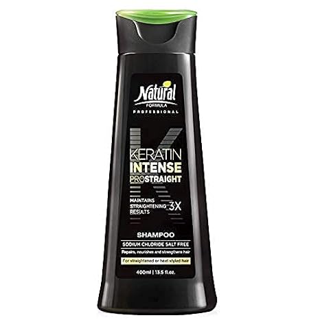 Natural Formula Intense Keratin Shampoo for Frizz-Free Straightened Hair - Retains Straightening Results 3x Longer, Sodium Chloride Free - 13.5 oz
