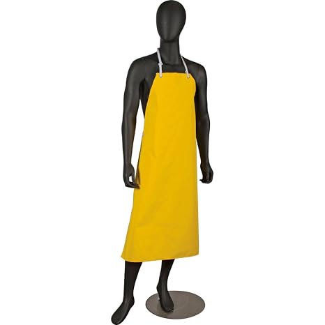 San Jamar Bib Apron, NeoFlex, Heat and Liquid Barrier, One Size, Yellow