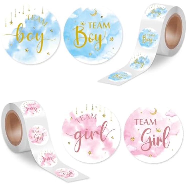 400 Pcs Gender Reveal Stickers 2 Inch Gold Glitter Pink Blue Team Girl or Boy Team Twinkle Twinkle Little Star Baby Shower Decorations He or She Gender Reveal Party Games Labels Sticker Supplies