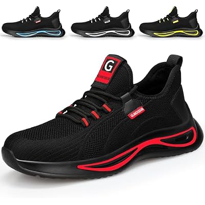GLANOUDUN Steel Toe Shoes for Men Lightweight Work Shoes for Men Black Steel Toe Sneakers Comfortable Safety Tennis Sneakers Indestructible Mens Safety Footwear Industrial Construction