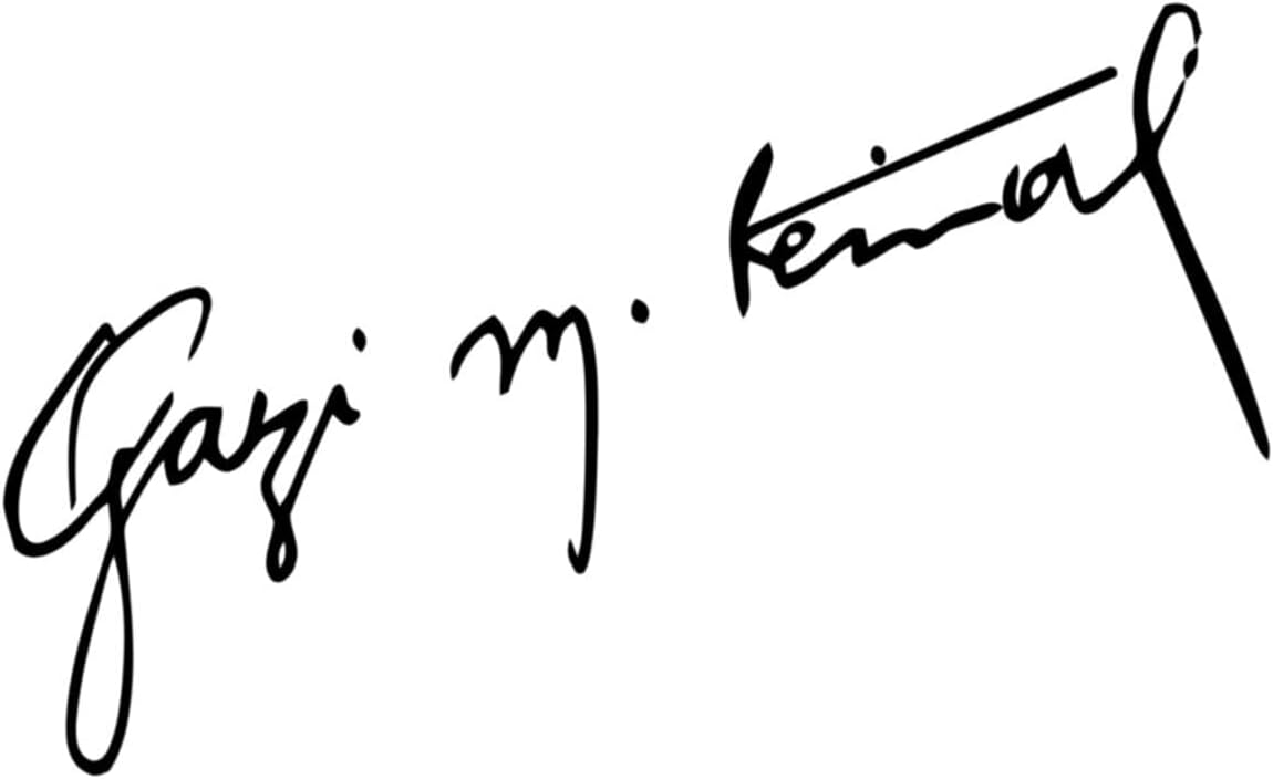 Gazi Mustafa Kemal Atatürk Signature Sticker Auto Car Sticker 15 x 5 cm Black