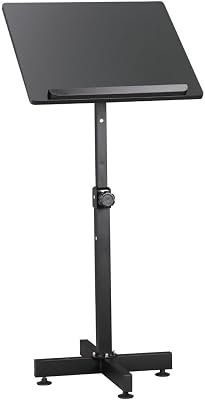 New Black Portable Metal Base Lectern Stand Adjustable Height Presentation Podium