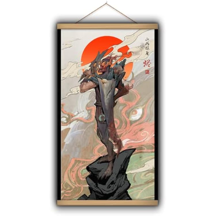 SB little Shan Hai Scrolls Hanging Poster League of Legends Video Game Japanese Chinese Scroll Art Print Canvas Wall Decor 15.7x28 Jhin