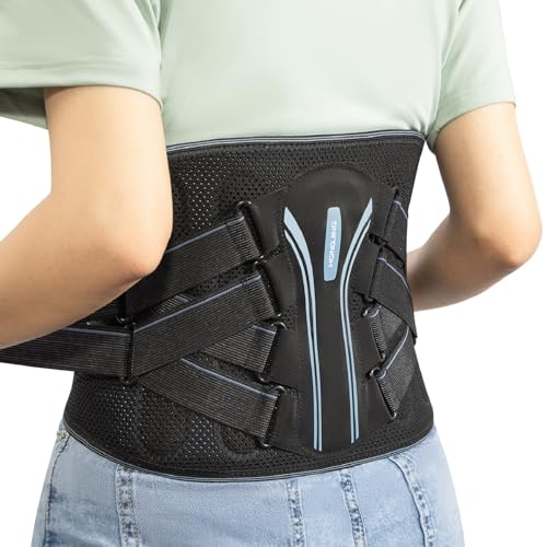 HONGJING Back Brace with Bionic Support for Back Pain Relief, 3D Knitted Breathable Lumbar Support Belt with Dual Pulley System and 7 Stays, Both for Men Women 3XL