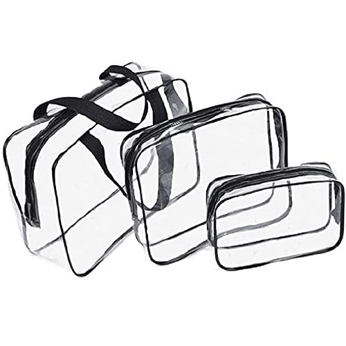 Kaxich 3pcs Toiletry Bags, Travel PVC Clear Toiletries Carry Pouch Zippered Cosmetic Makeup Bag Organiser for Men and Women Travel Business Bathroom