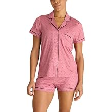 BCBGMAXAZRIA Women's Pajama Set Short Sleeve Notch Collar With Shorts