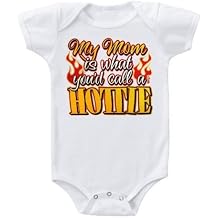 My Mom's a Hottie Funny Baby Bodysuit Romper, White