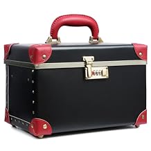 urecity Vintage Makeup Train Case, Rose Gold Artificial Leather, Professional Cosmetic Storage Box with Metal Combination Lock, Desktop Organizer