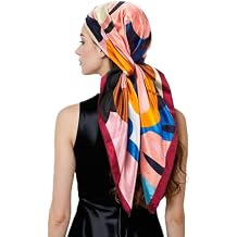 QIUTIMIY 35"x35" Like Silk Head Scarf for Women Satin Feel Large Square Scarf for Hair Wrapping and Sleeping Fashion Bandana