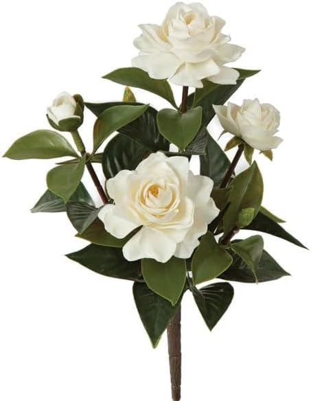14in Outdoor UV-Proof Artificial Gardenia Flower Bush -White (Pack of 6)