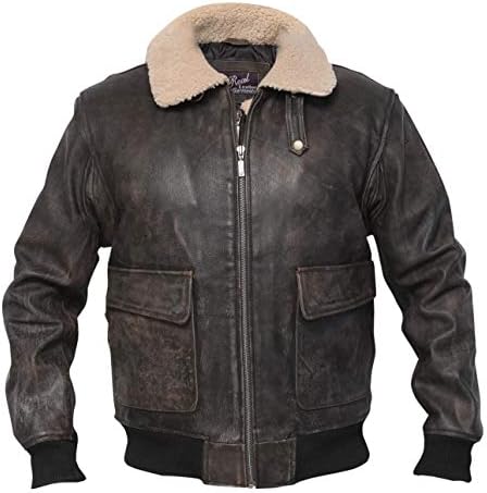 G1 Distressed Brown Cowhide Leather Bomber Aviator Flight Jacket