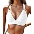 Tainehs Women's Push Up V Neck Bikini Tops Criss Cross Back Padded Bathing Suit Top Only