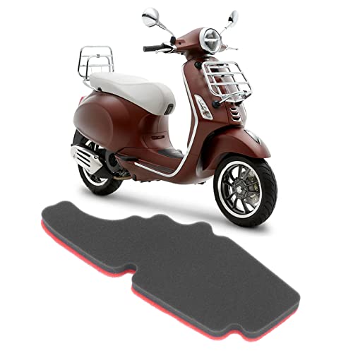 Premium Air Filter Sponge, Motorcycle Air Filter Sponge, Black Red High Performance Double Layer Sponge Replacement for VESPA PRIMAVERA 50 LX 150 LXV S150