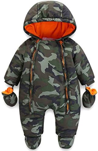 JiAmy Baby Snowsuit Baby Boys Girls Winter Hooded Clothes with Gloves Booties Toddler Cotton Jumpsuit