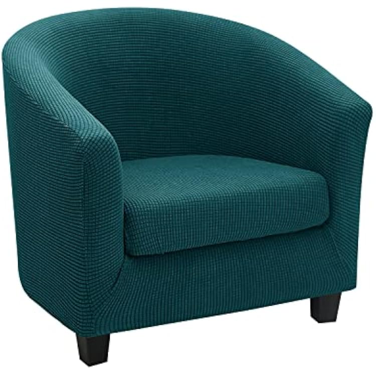 OWOW 2 Pieces Tub Chair Covers for Armchairs, Sofa Cover Furniture Protector, Jacquard Spandex Chair Cover for Dining Living Room Armchair Covers Deep Blue