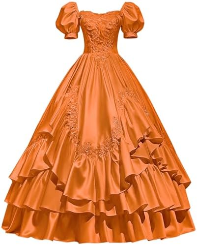 Mouccy Satin Victorian Dress for Women 2026 Gothic A-line Lace Wedding Dresses 18 Century Short Sleeve Vintage Ball Gown