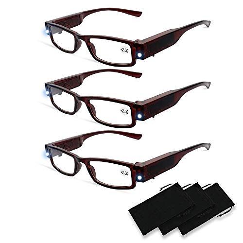 Magnifying Glasses with Light Reading Glasses With Light Led Readers for Men Women Led Magnifier Eyeglasses Nighttime Reader Compact Full Frame Eyewear Unisex Clear Vision Lighted Eye Glasses?2.0