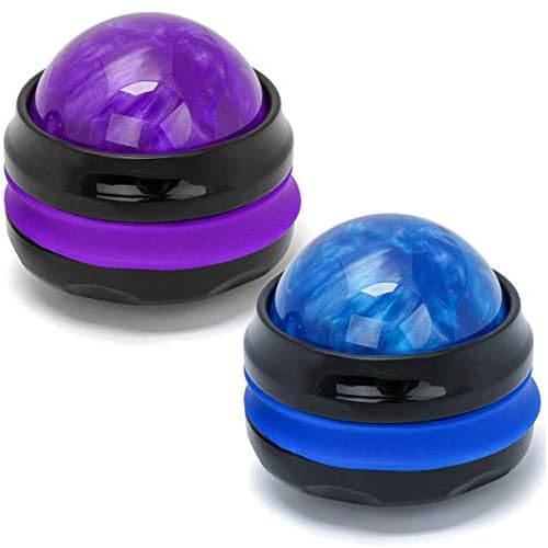 Coolrunner Massage Ball, Manual Roller Massager, 2-Pack Handheld Self Massage Therapy and Relax Full Body Tools for Sore Muscles, Shoulders, Neck, Arms, Legs, Back, Foot, Body BluePurple