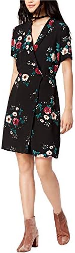 Glam by Glamorous Floral-Print Wrap Dress Black Magenta Rose XS