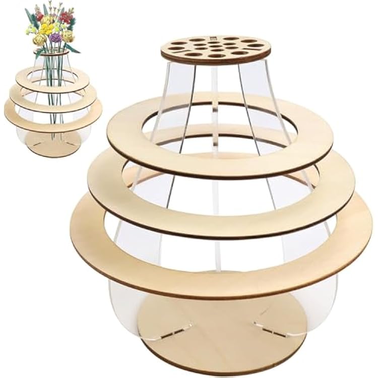 Wooden Puzzle Vase for Lego Flower Bouquet Building Set, Display Stand for Lego Roses Cherry Blossom Sunflower Tulips Daffodils Lotus, Gift for Lego Flower Lovers L-C