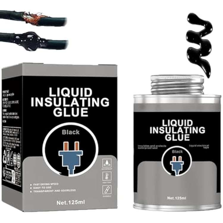 Liquid Insulating Glue, Electrical Tape Glue, Liquid Insulating High Temperature Repair Glue, Waterproof Liquid Insulating Rubber Coat, Wire Cable Glue Quick-Drying - 4.2 OZ Black