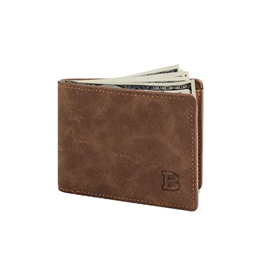 Wallet for Men, Leather Bifold Slim Minimalist Front Pocket Rfid Blocking Mens Wallet,Travel Wallet for Men