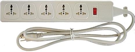 Universal Power Strip 5 Outlets 110V-250V and 3250 Watts Built-in Universal Surge Protector with Safety Shutters and Circuit Breaker for Worldwide Use