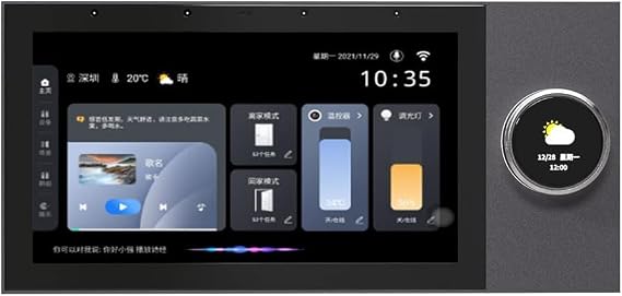 Smart Home Control Panel,7'' Dimmer and Background Music Player,Multifunctional Intelligent Control Touch Screen,Smart Life Tuya App Control Timer Switch for Smart Appliances
