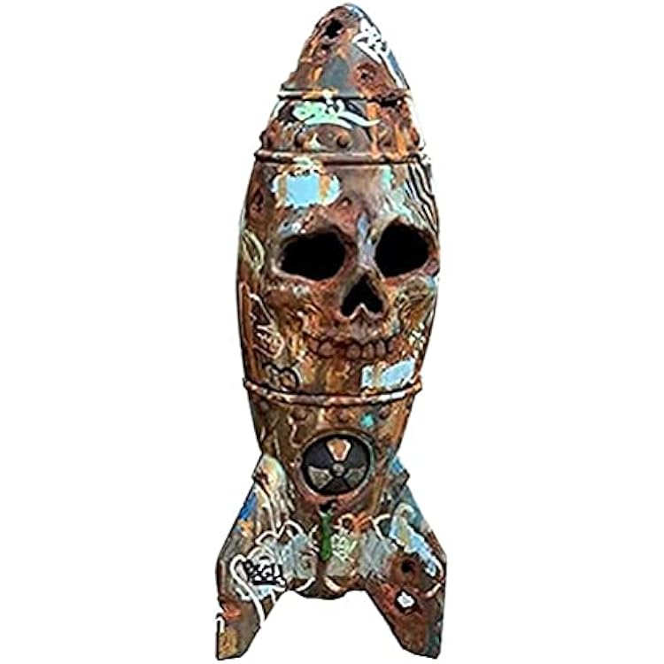 Skull Bomb, Small Rusty Atomic Explosion Head Decor, Handmade Resin Skull Bomb Decorations with Graffiti and Atom Logos, Halloween Party Props