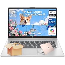 2026 HP 17 Inch Laptop Touchscreen Computer, 17.3" HD+ Touch Screen Business Laptop, 13th Gen Intel Core i7 (10-Core), Windows 11 Pro Copilot AI|Backlit Keyboard 10-Key|Rose Gold|32GB RAM 1TB SSD